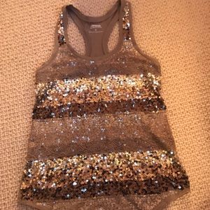Brown Express Dreamweight Cotton Sparkly Sequin Tank